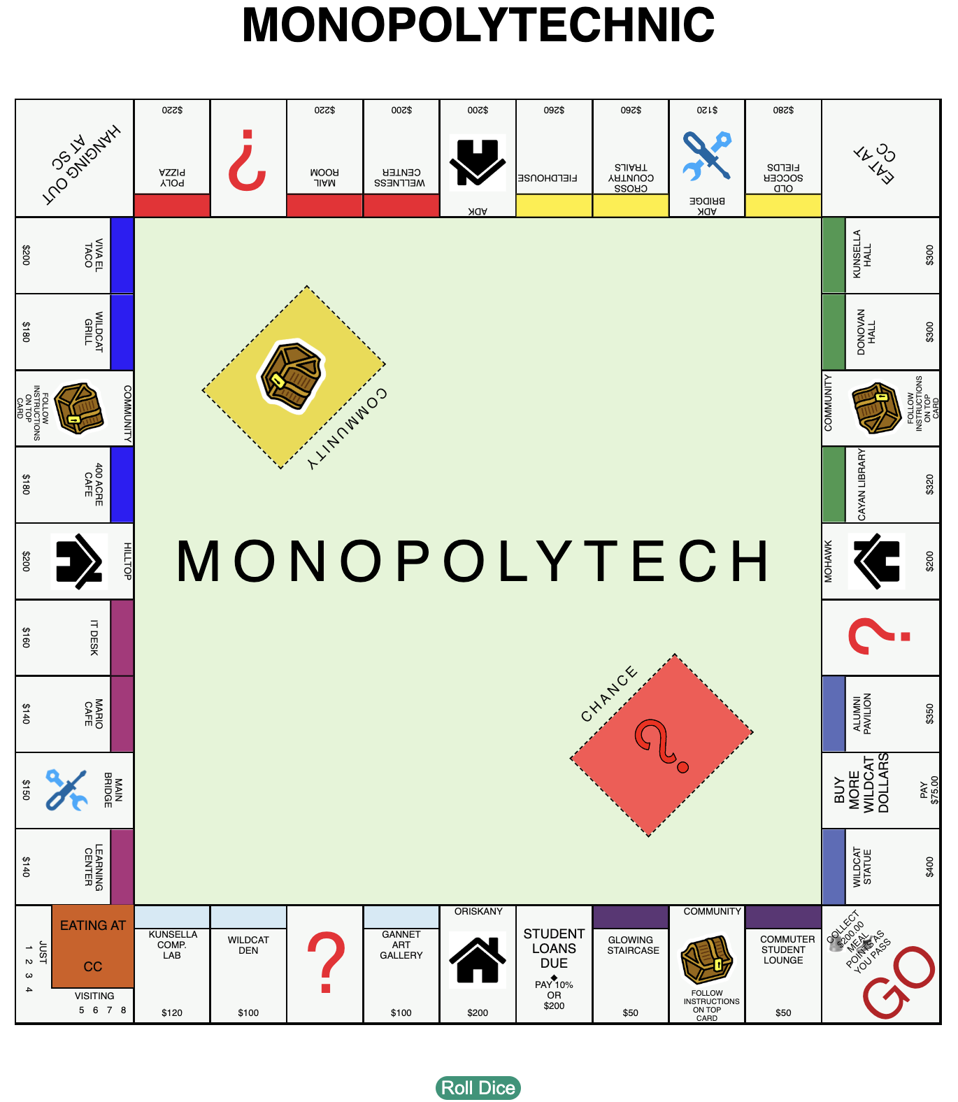 Image of a monopoly board using HTML